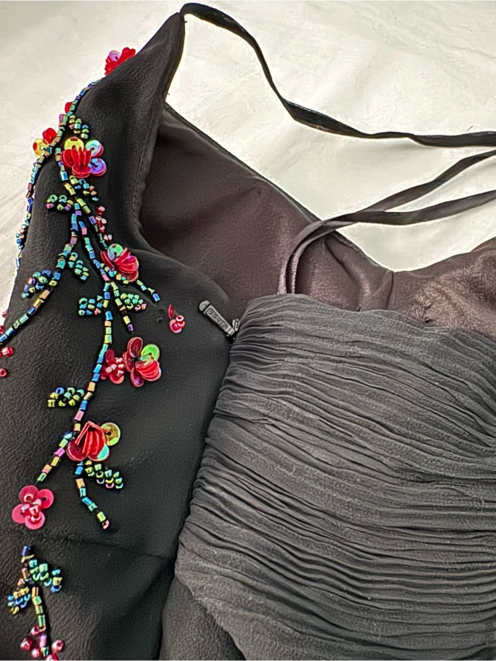 Black Floral Embroidered Slip Dress - Picture 6 of 9